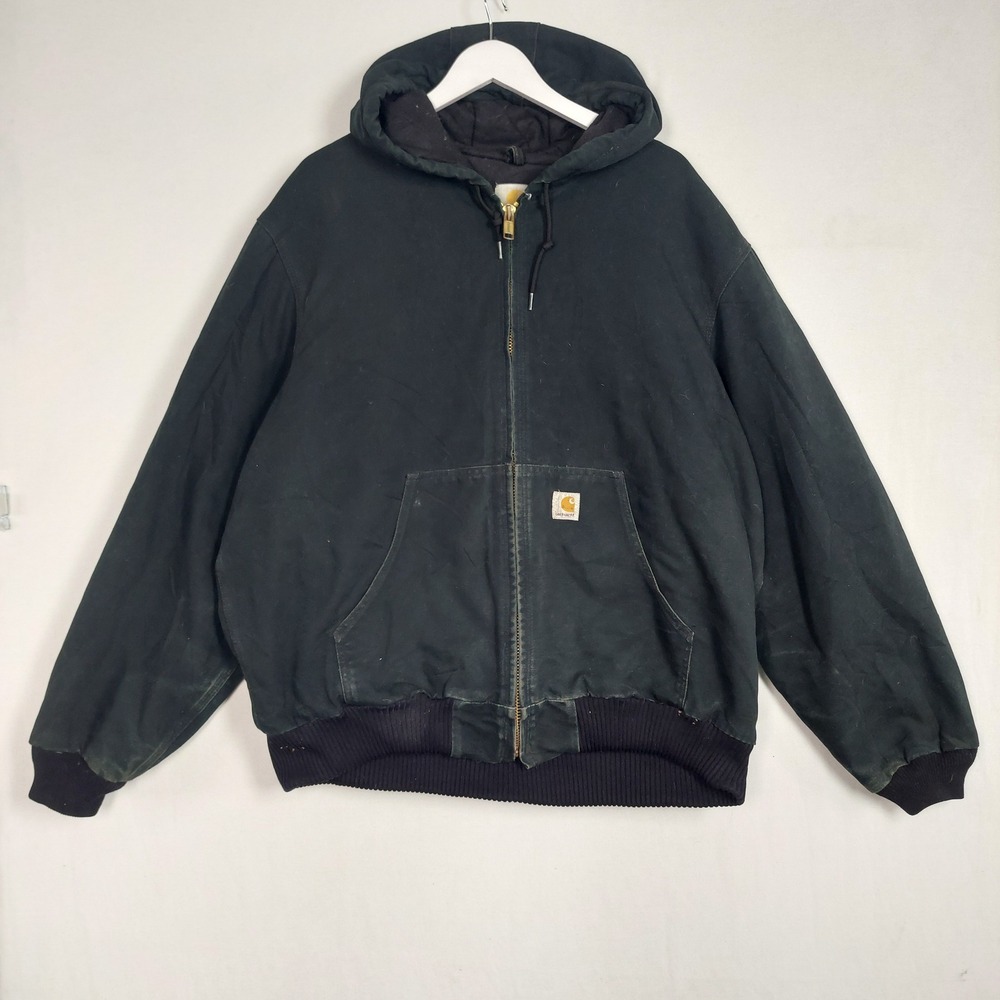 Carhartt J140 BLK Duck Active Jacket Quilted Flannel Lined Black XL Regular